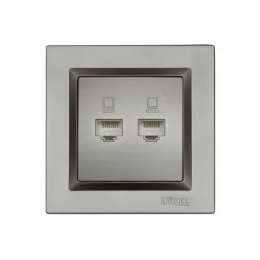 Компьютерная розетка двойная Luxel JAZZ (9728) Графитовая