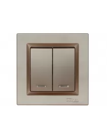 Выключатель двойной с подсветкой Luxel JAZZ (9206) Терракотовый