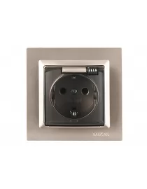 Розетка із заземленням та кришкою Luxel JAZZ (9211) Теракотова