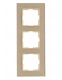 Рамка потрійна скляна вертикальна JAZZ latte (0328) кремова