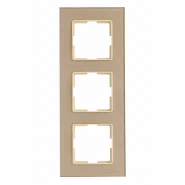 Рамка тройная стеклянная вертикальная JAZZ latte (0328) кремовая