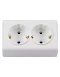 Двойная розетка с заземлением MINIATURE Керамика (2058) белый