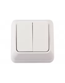 Наружный выключатель двойной Luxel OPERA (2003) белый