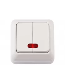 Наружный выключатель двойной с подсветкой Luxel OPERA (2006) белый