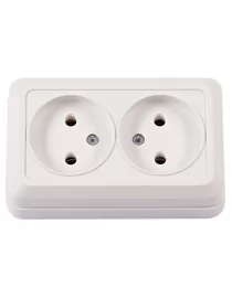 Наружная двойная розетка Luxel OPERA (2007) белая