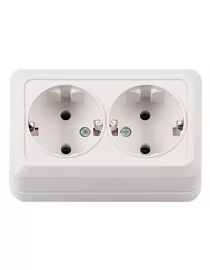 Наружная двойная розетка с заземлением Luxel OPERA (2008) белая