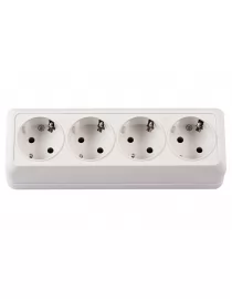 Наружная четверная розетка с заземлением Luxel OPERA (2016) белая