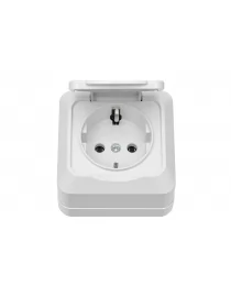 Внешняя розетка с крышкой и заземлением OPERA (2018) белая