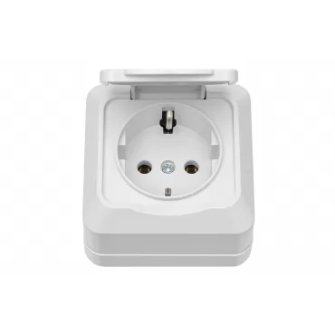 Внешняя розетка с крышкой и заземлением OPERA (2018) белая
