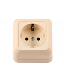 Наружная розетка с заземлением Luxel OPERA (2304) кремовая