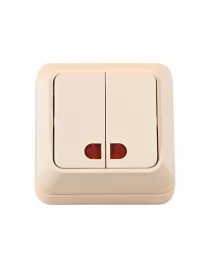 Наружный выключатель двойной с подсветкой Luxel OPERA (2306) кремовый