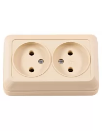 Наружная двойная розетка Luxel OPERA (2307) кремовая