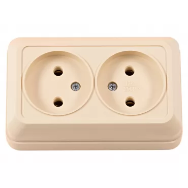 Наружная двойная розетка Luxel OPERA (2307) кремовая