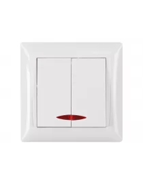 Выключатель двойной с подсветкой Luxel PRIMERA (3006) белый