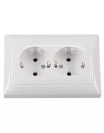 Розетка подвійна із заземленням Luxel PRIMERA (3008) біла