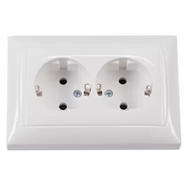 Розетка двойная с заземлением Luxel PRIMERA (3008) белая