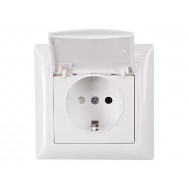 Розетка с заземлением и крышкой Luxel PRIMERA (3011) белая