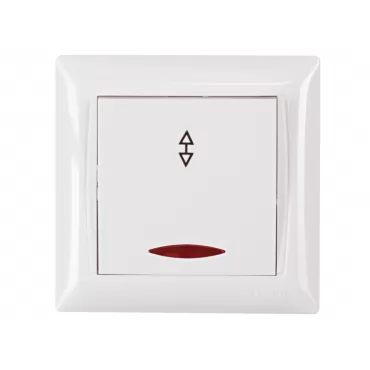 Выключатель проходной с подсветкой Luxel PRIMERA (3016) белый