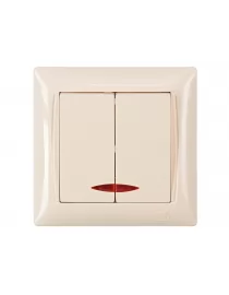 Выключатель двойной с подсветкой Luxel PRIMERA (3306) кремовый