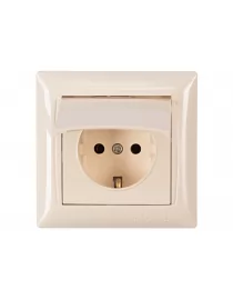 Розетка із заземленням та кришкою Luxel PRIMERA (3311) кремова