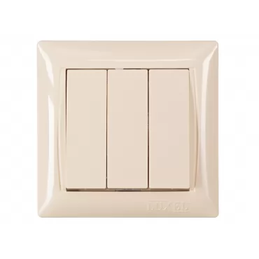 Выключатель тройной Luxel PRIMERA (3313) кремовый