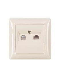 Комп'ютерна розетка + телефонна Luxel PRIMERA (3329) кремова