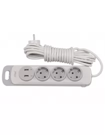 Мережевий подовжувач Luxel Nota 3 розетки 3М із заземленням та вимикачем +2 USB гнізда(4333)