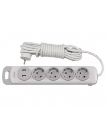 Мережевий подовжувач Luxel Nota 4 розетки 3М із заземленням та вимикачем +2 USB гнізда(4353)