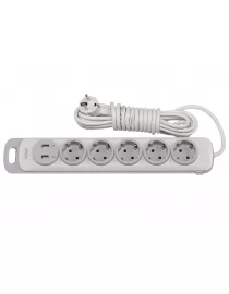 Мережевий подовжувач Luxel Nota 5 розетки 3М із заземленням та вимикачем +2 USB гнізда(4373)
