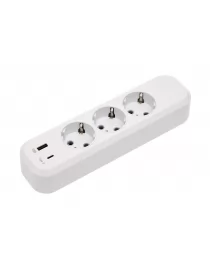 Колодка Luxel 3 розетки с заземлением + USB+Type C (7161)
