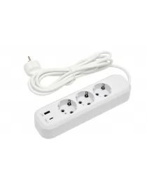 Мережевий подовжувач Luxel 3 розетки 3М із заземленням + USB+Type C (7163)