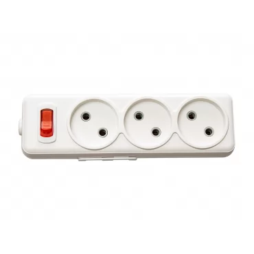 Колодка Luxel AURA 3 розетки с выключателем (7421)