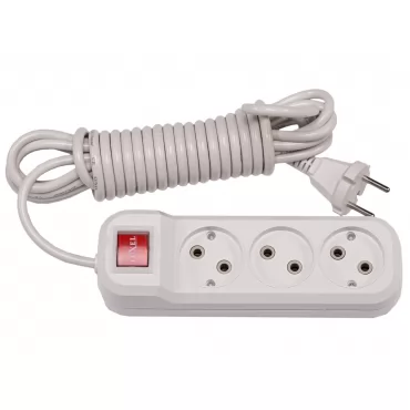 Сетевой удлинитель Luxel 3 розетки 5М с выключателем (7225)