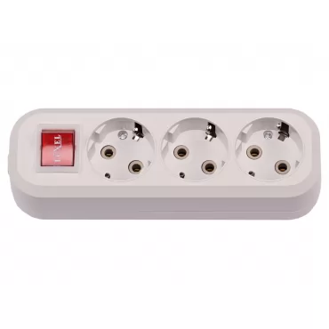 Колодка Luxel 3 розетки с заземлением и выключателем (7231)