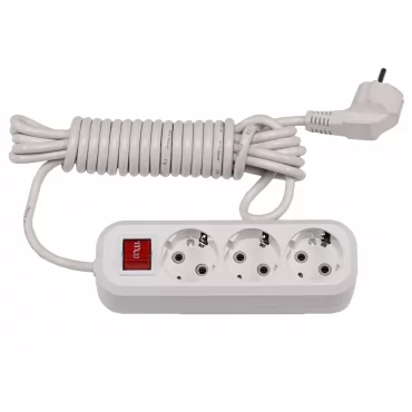 Сетевой удлинитель Luxel 3 розетки 3М с заземлением и выключателем (7233)