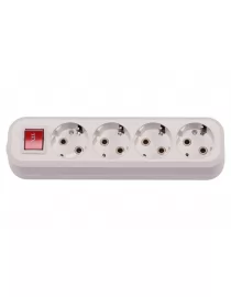 Колодка Luxel 4 розетки с заземлением и выключателем (7251)