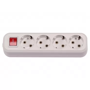 Колодка Luxel 4 розетки с заземлением и выключателем (7251)