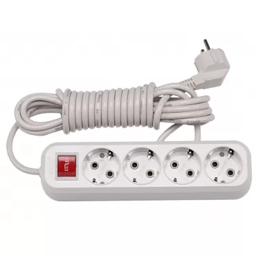 Сетевой удлинитель Luxel 4 розетки 5М с заземлением и выключателем (7255)