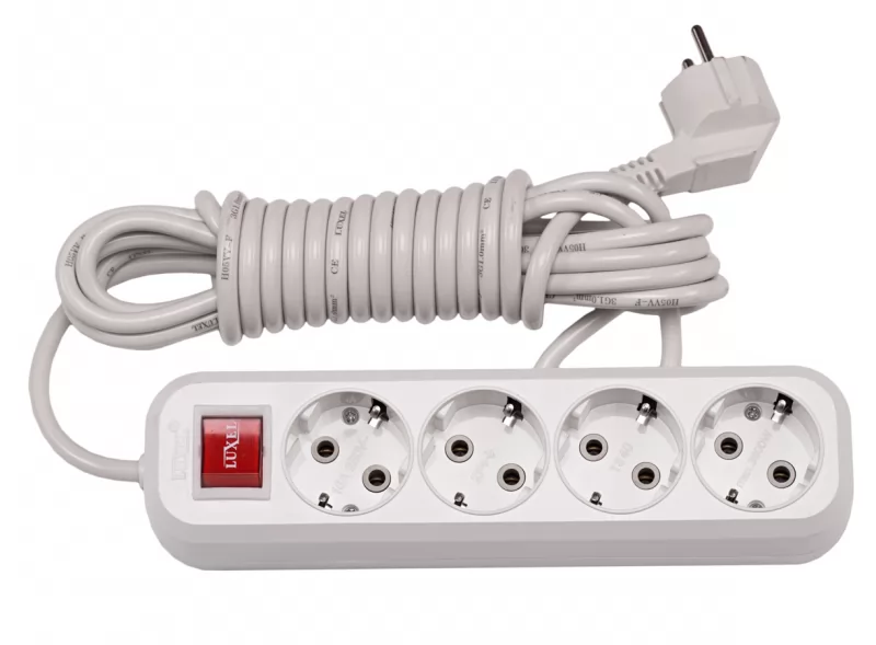 4 гнезда 5М с заземляющим контактом и выключателем (7255)