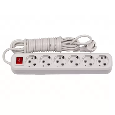 Сетевой удлинитель Luxel 6 розеток 5М с заземлением и выключателем (7285)