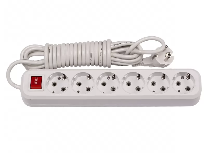 6 гнізд 5М із заземлюючим контактом та вимикачем (7285)