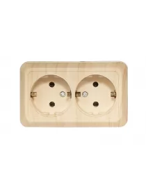 Наружная двойная розетка с заземлением Luxel OPERA (2808) сосна