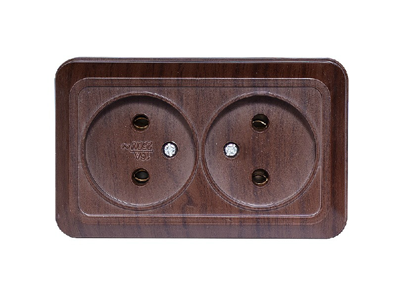 Зовнішня подвійна розетка OPERA (2907) вишня