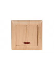 Выключатель двойной с подсветкой Luxel PRIMERA (3806) сосна