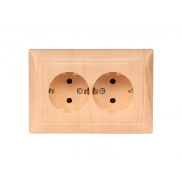 Розетка двойная с заземлением Luxel PRIMERA (3808) сосна