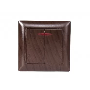 Выключатель двойной с подсветкой Luxel PRIMERA (3906) вишневый