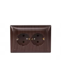 Розетка подвійна із заземленням Luxel PRIMERA (3908) вишнева